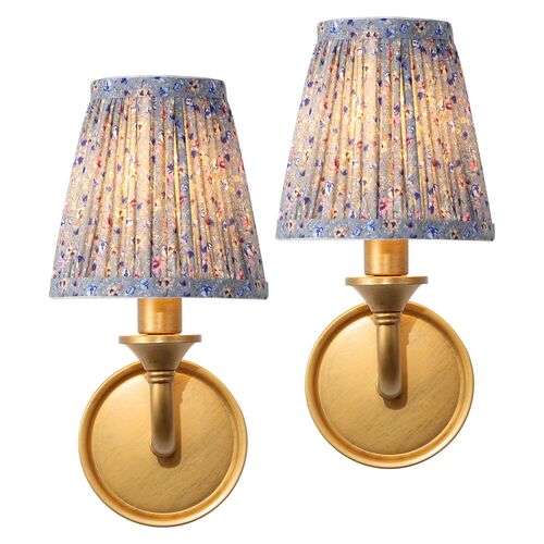 S/2 Nova Wall Sconces w/ Pleated Shades S/2 Nova Wall Sconces w/ Pleated Shades