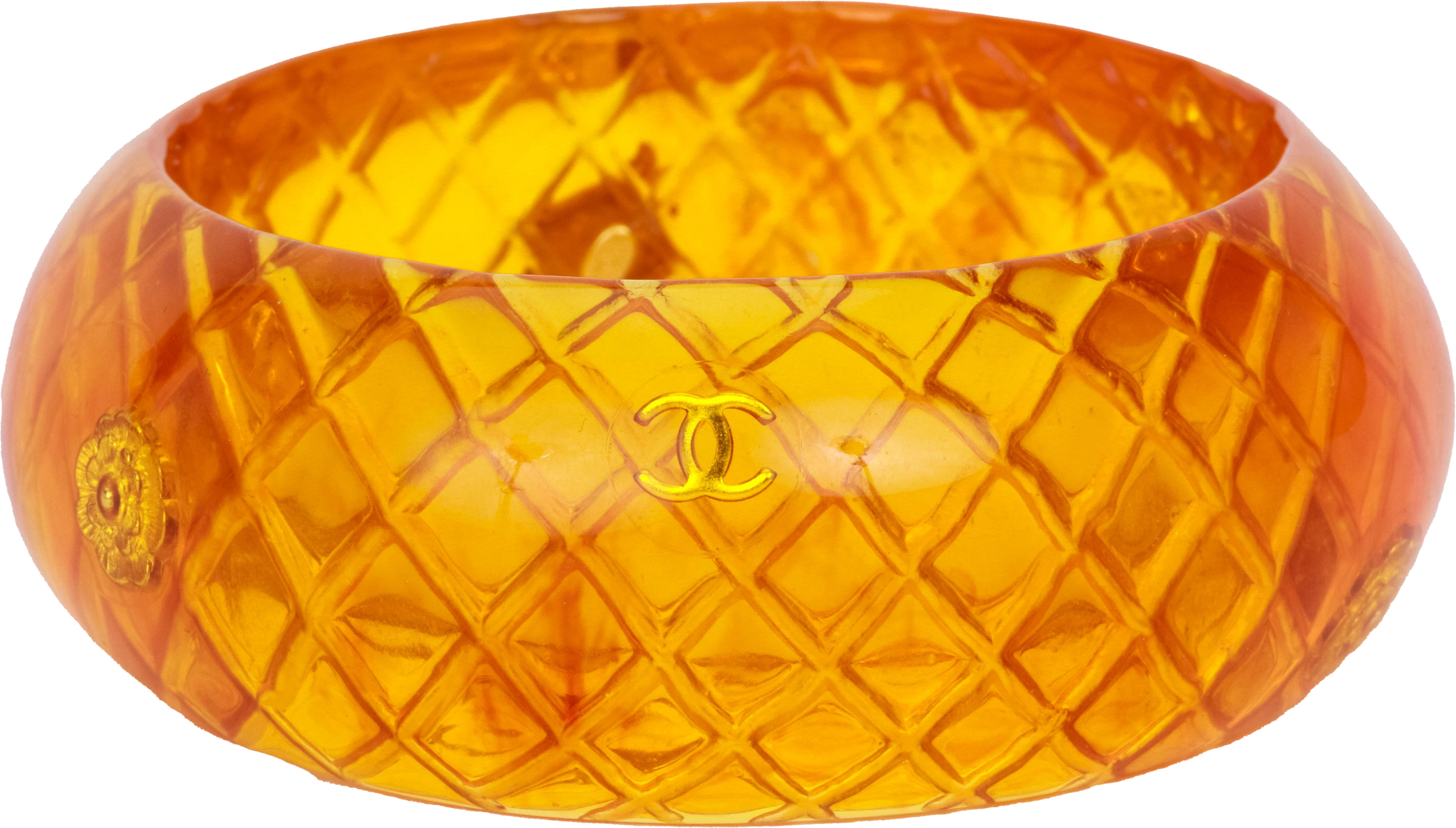 Chanel amber quilted bangle with inlay~P77633475