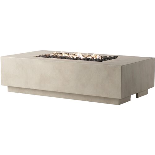 Rocco Outdoor Concrete Rectangular Fire Table