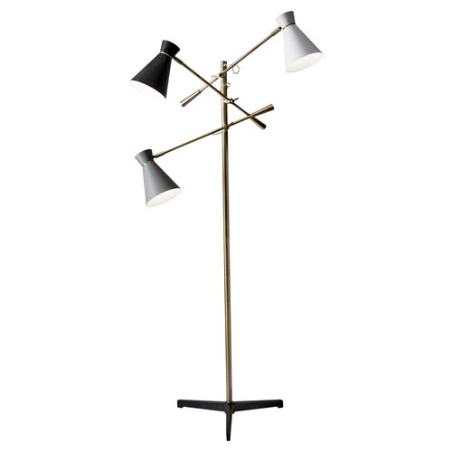Gracie 3-Arm Floor Lamp, Antiqued Brass~P61158870
