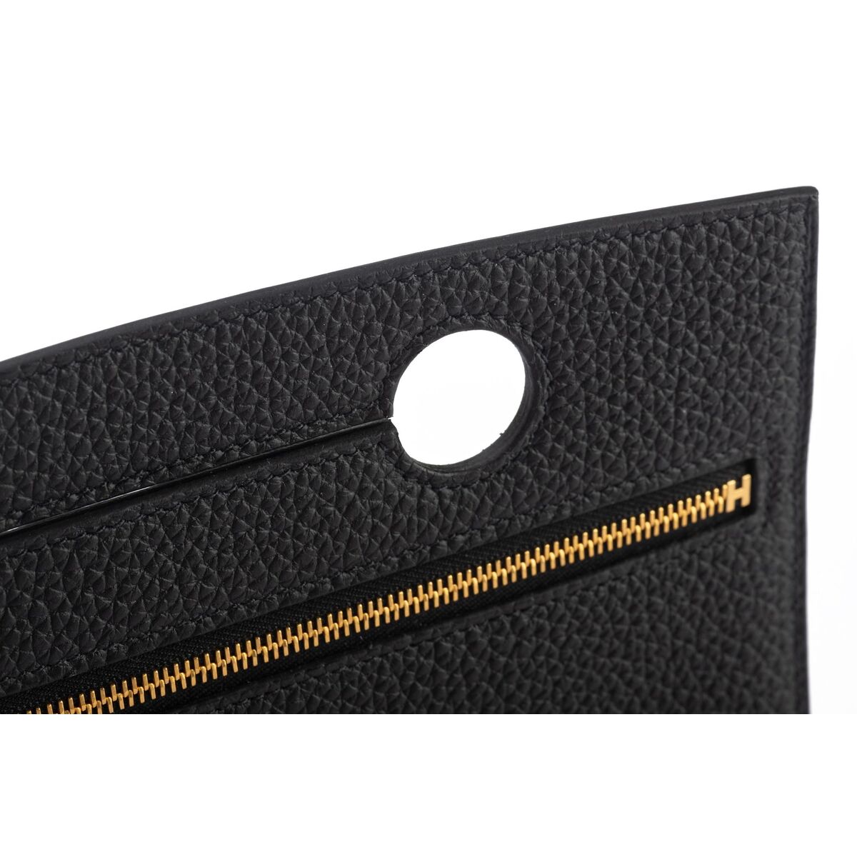 Hermes Dogon Card Holder Togo Leather Palladium Hardware In Black