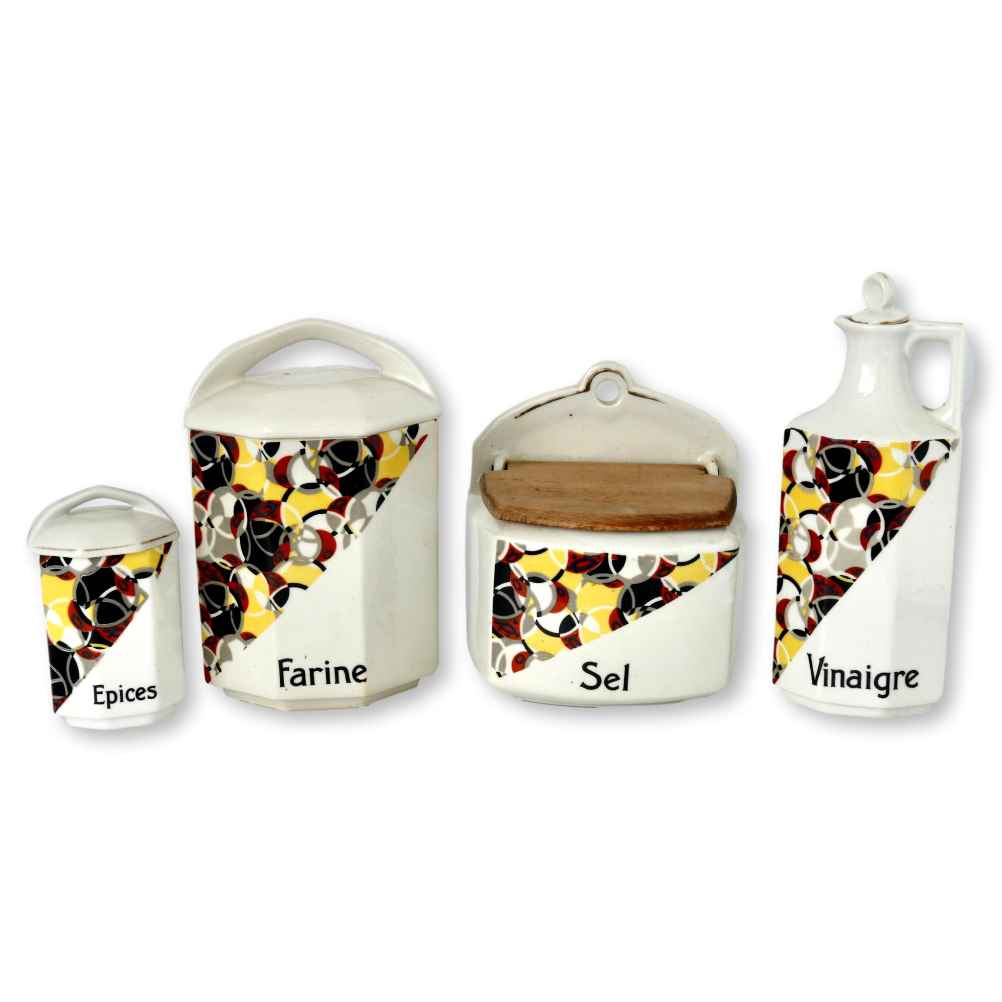 French Art Deco Kitchen Canisters, S/4~P77644752