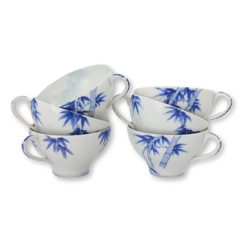 S/4 Japanese Meiji Bamboo Tea Cups S/4 Japanese Meiji Bamboo Tea Cups