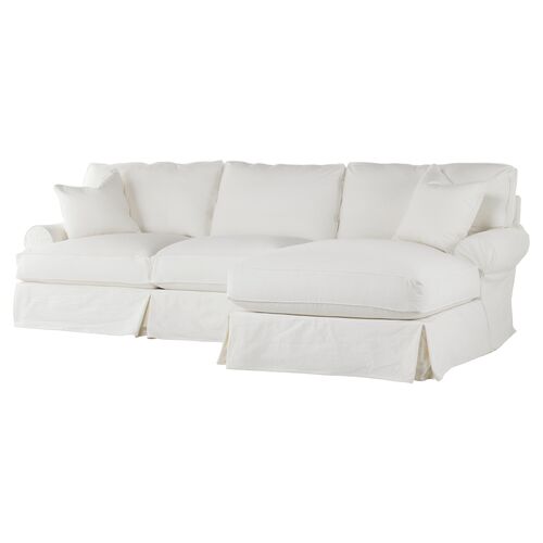 Comfy  Slipcovered Sectional, Washable White Denim~P76111796