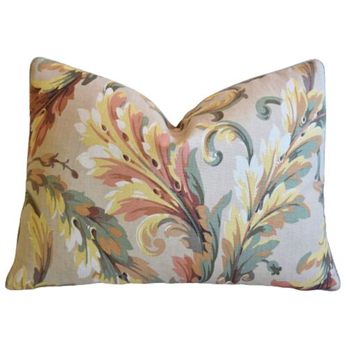Schumacher Leaf Arabesque Linen Pillow~P77652873