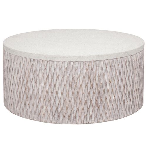 Raymond Round Cocktail Table, White Wash Raymond Round Cocktail Table, White Wash