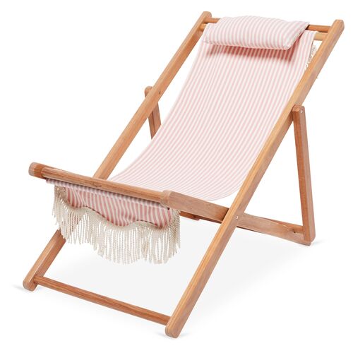 Sling Beach Chair, Pink/White Stripe~P77559103~P77559103