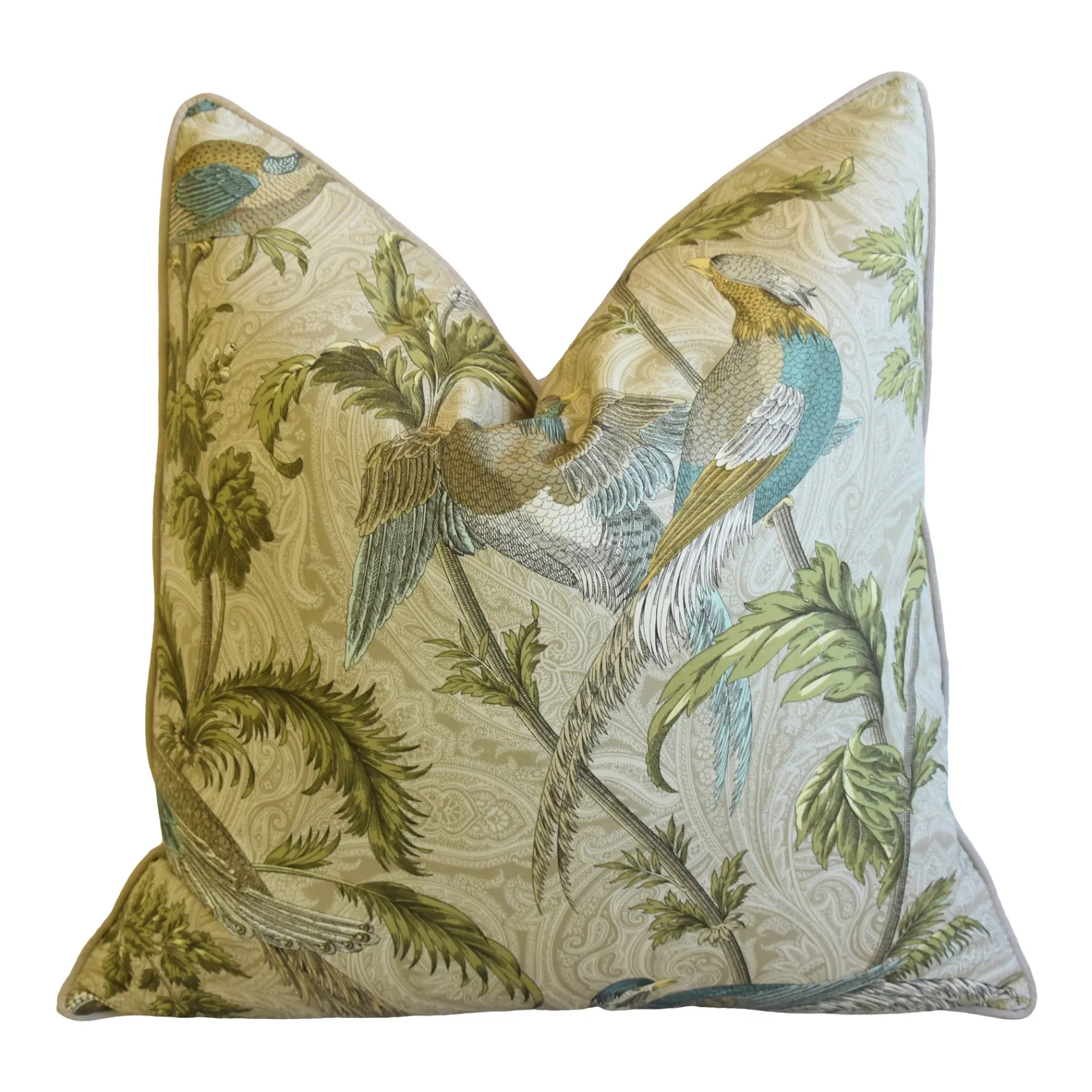 Exotic Pheasant Bird & Botanical Pillow~P77733370