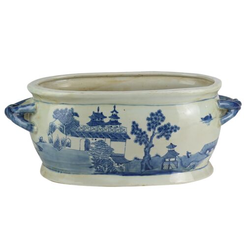 Thessa Ceramic Pot, Blue/White