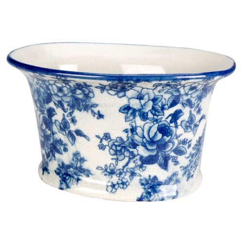 9" Ceramic Planter, Blue/White~P77306431