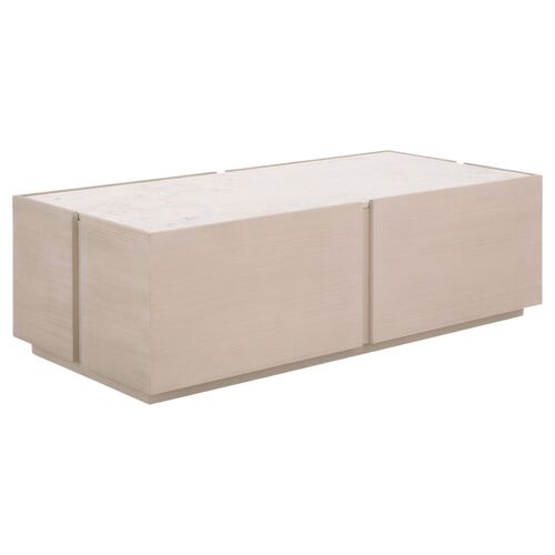 Sylren Marble Rectangle Coffee Table, Sand/White