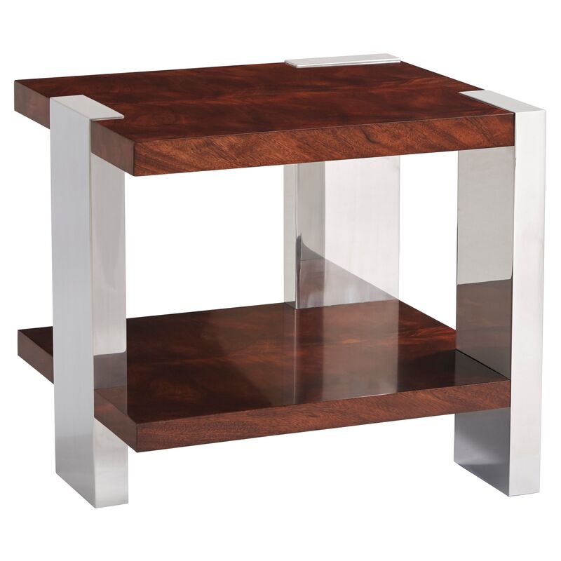Aldrich End Table, Penthouse Mahogany/Silver