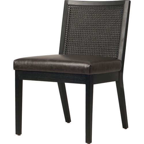 Aimee Cane Armless Dining Side Chair, Brushed Ebony~P111117903