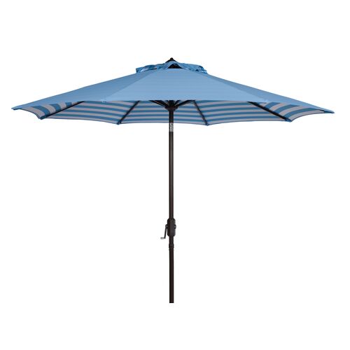 Hannah Outdoor Patio Umbrella, Blue/White Stripe~P61638471