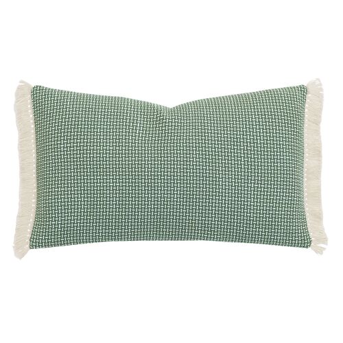 Serena Crosshatched Fringe Lumbar Pillow, Pistachio