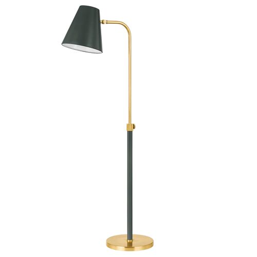 Georgann Adjustable Floor Lamp, Aged Brass/Soft Studio Green