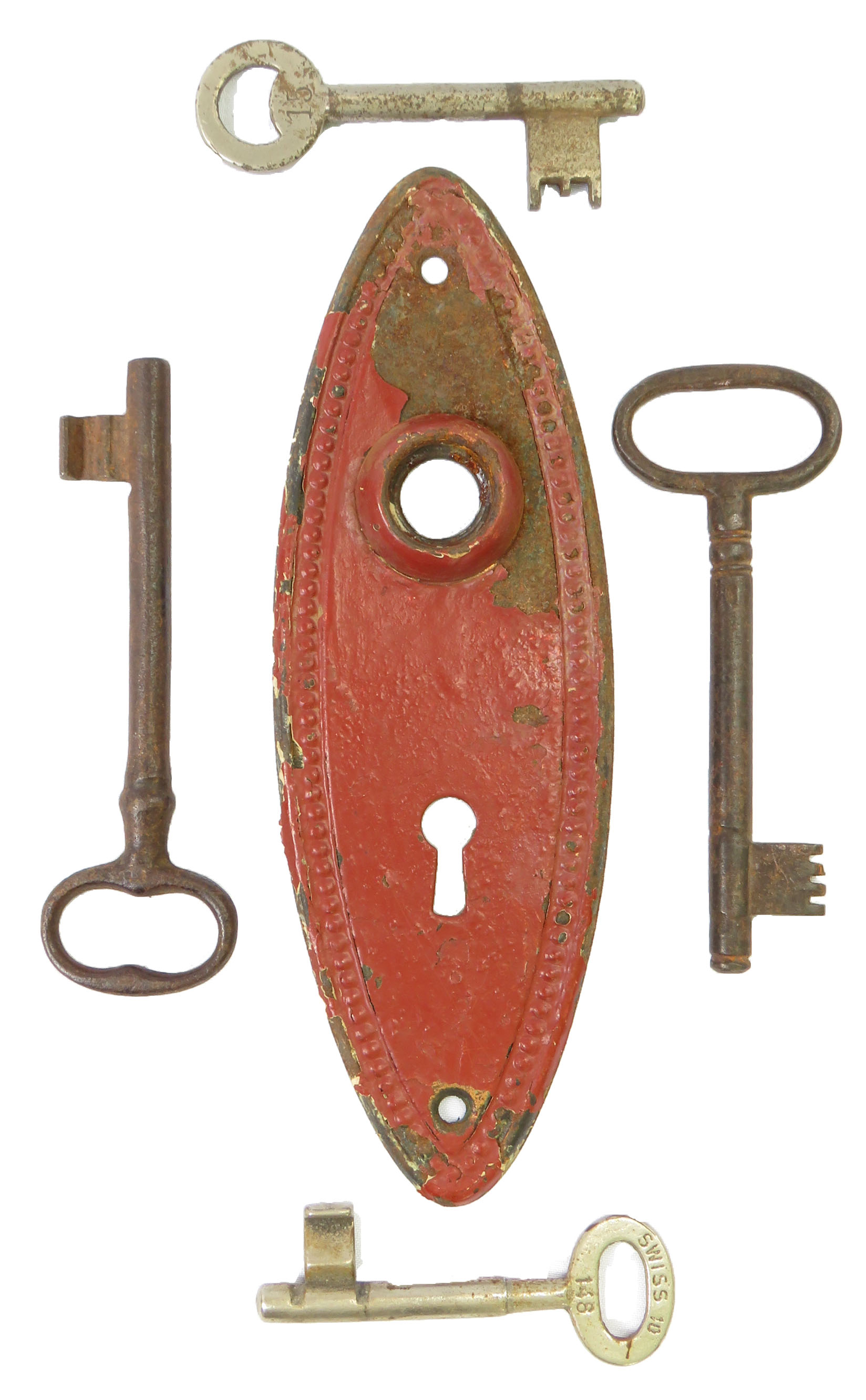 Antique French Keys Escutcheon Plate S/5~P77665655