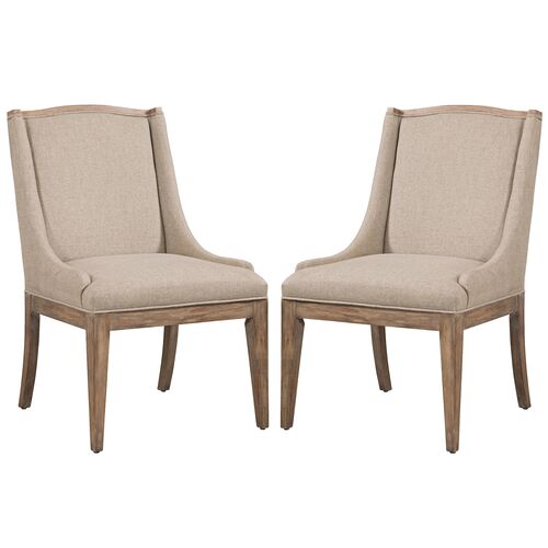 S/2 Carlisle Parsons Dining Chairs, Beige