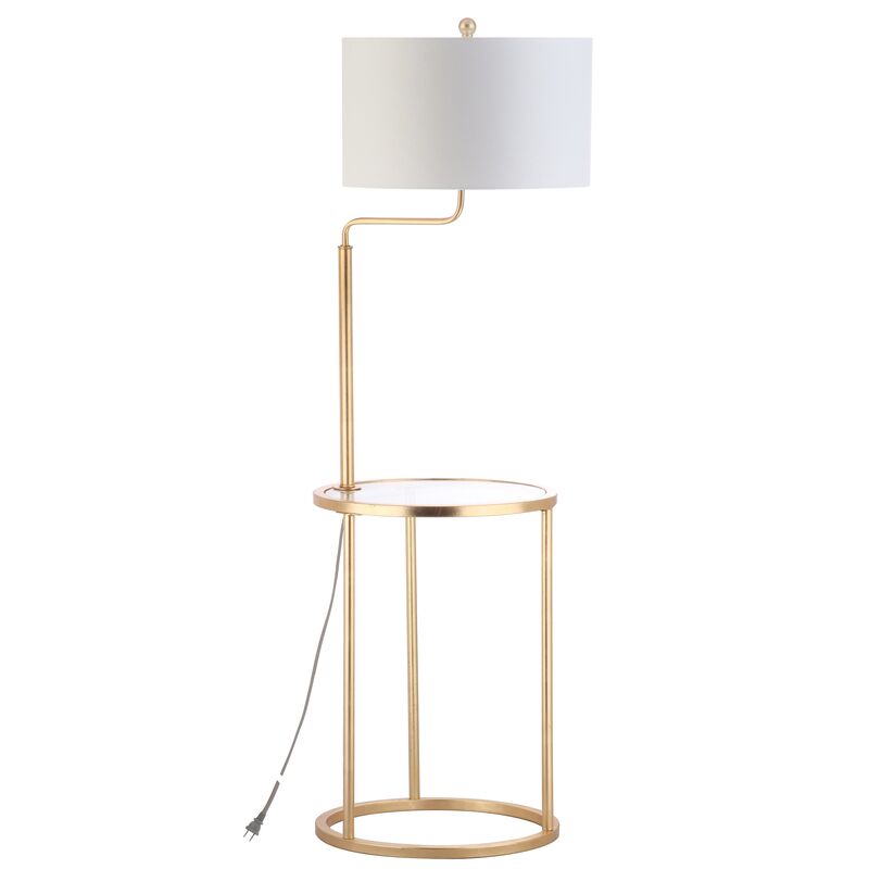Elsie Side Table Floor Lamp, Gold Leaf