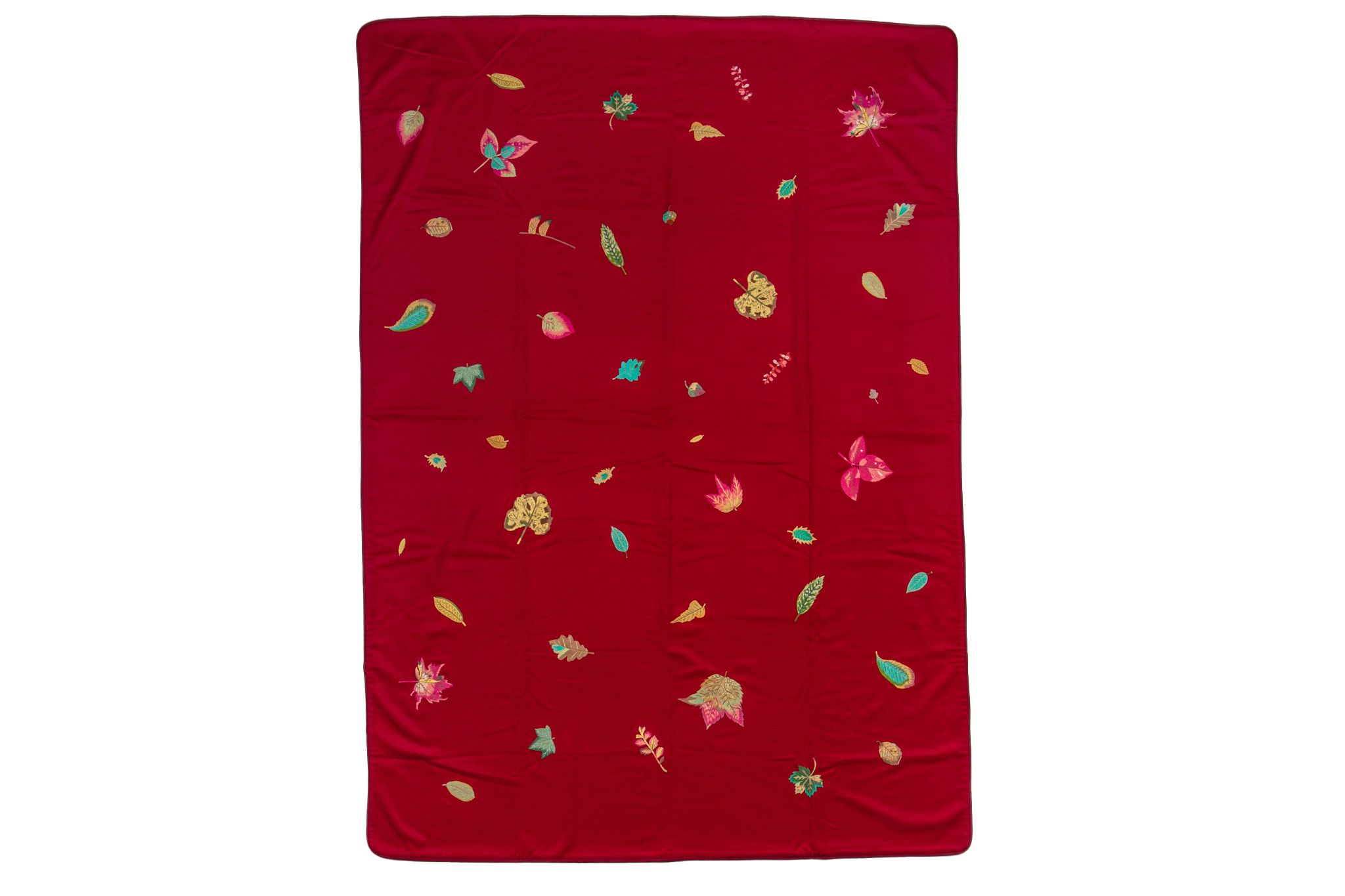 Hermès Burgundy Embroidered King Blanket~P77690139
