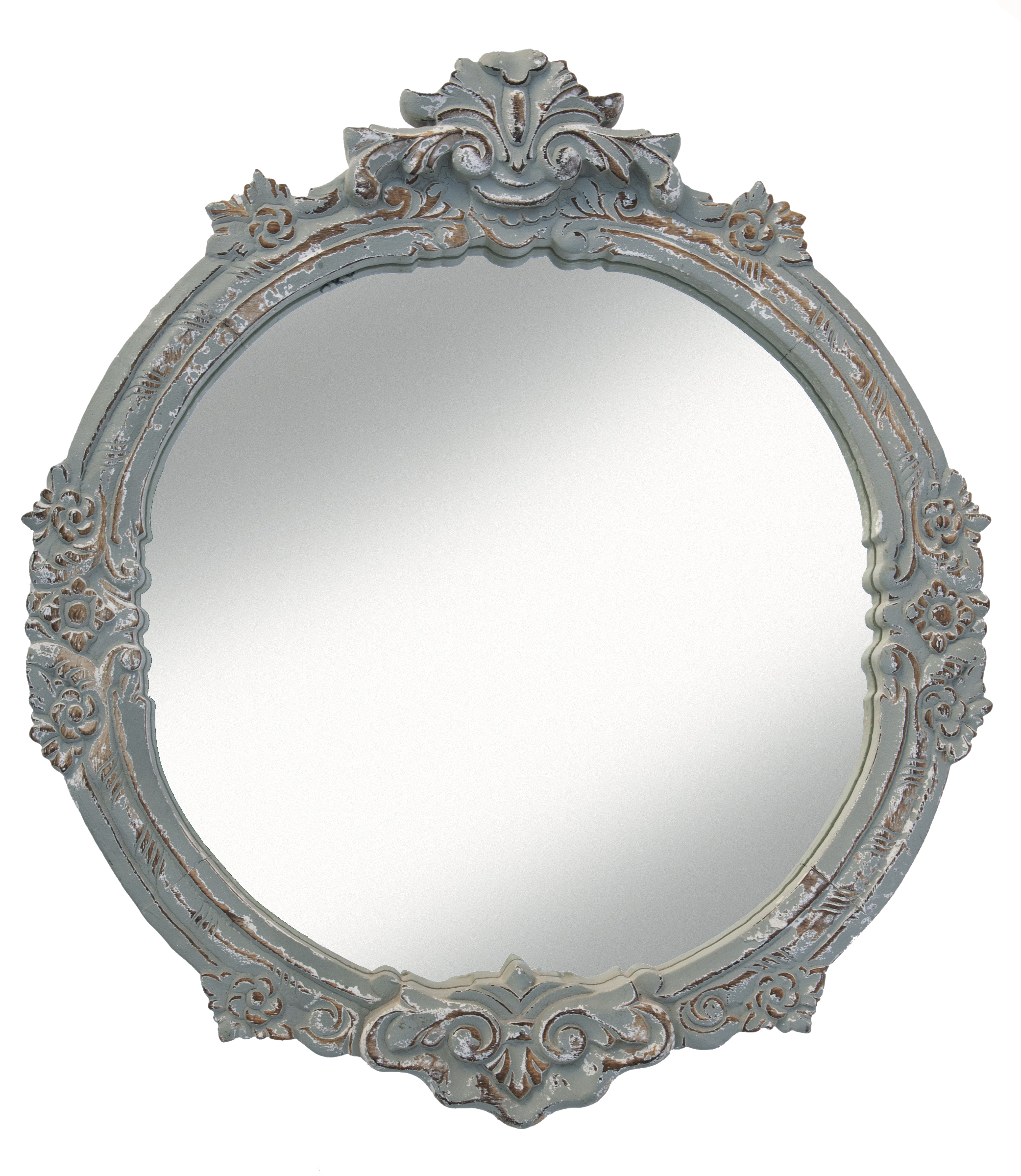 Ornate Decorative Sage Round Mirror~P77685352