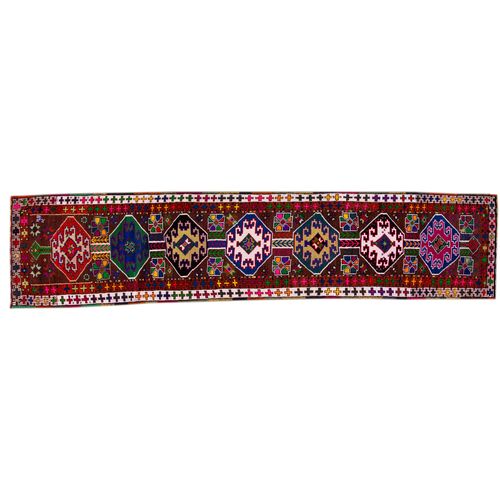 Vintage Brown Tribal Turkish Runner Rug~P77608884
