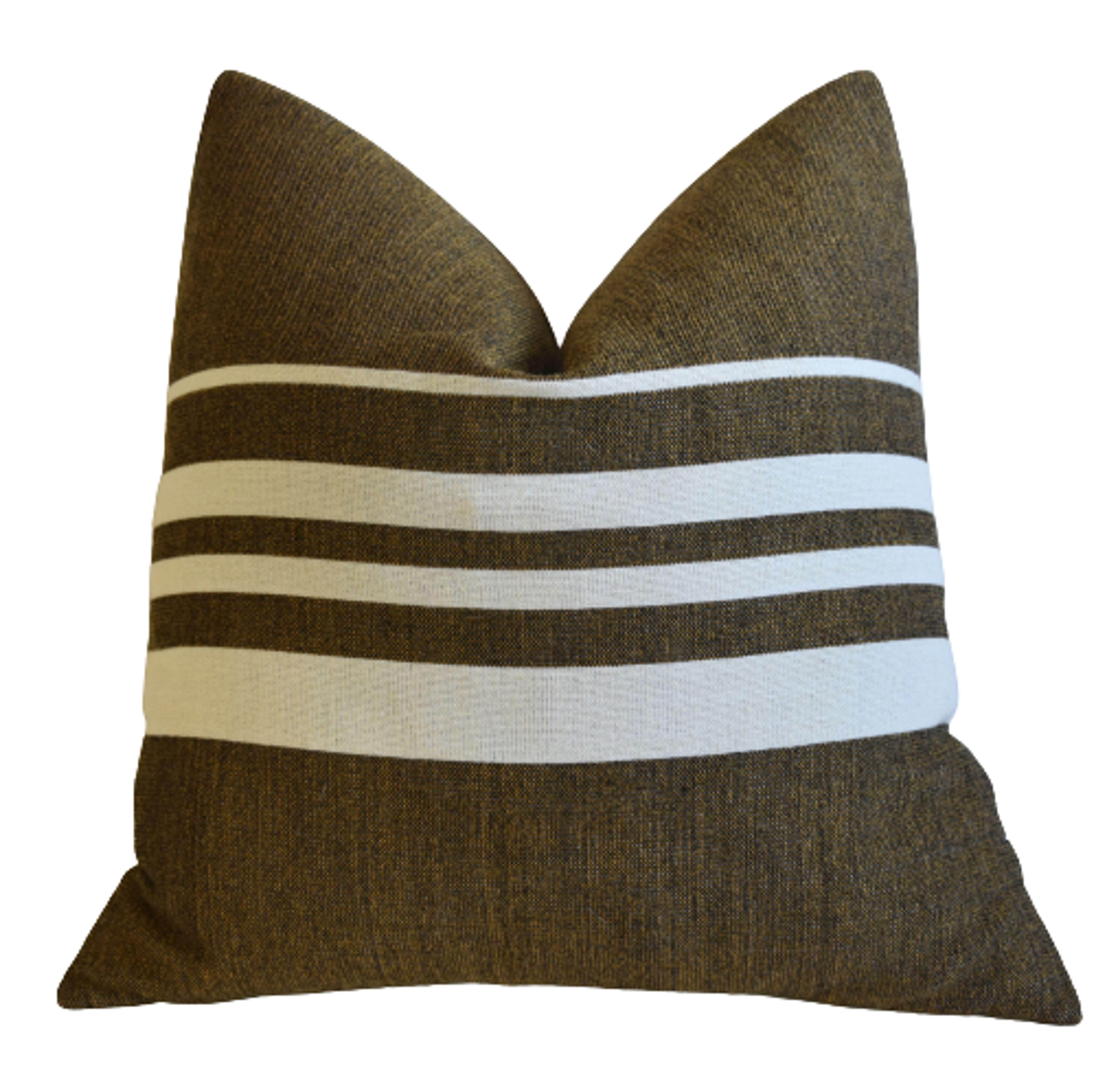 Nautical Brown & White Striped Pillow~P77677711