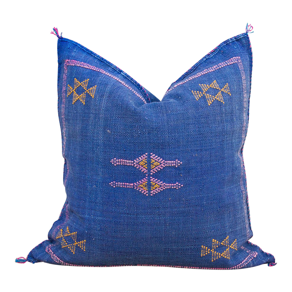 Cobalt Moroccan Silk Rug Pillow~P77661909