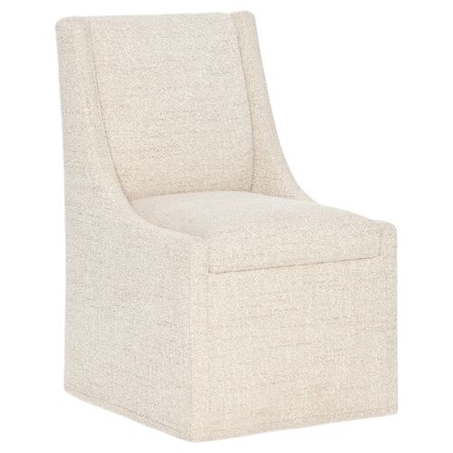 Eleana Linen Castered Arm Chair, Beige Eleana Linen Castered Arm Chair, Beige