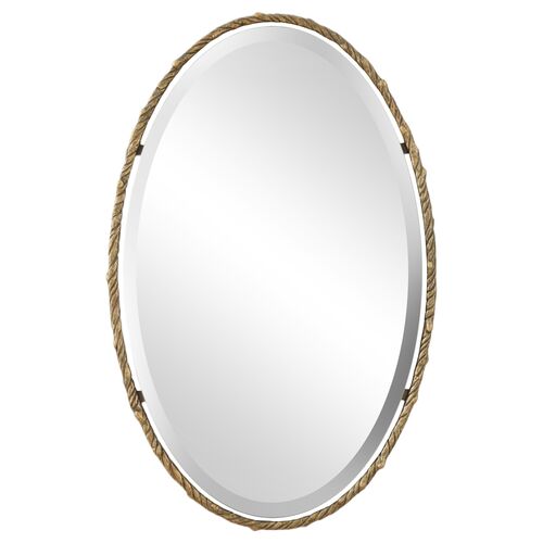 Ignazio Delphine Oval Wall Mirror, Gold