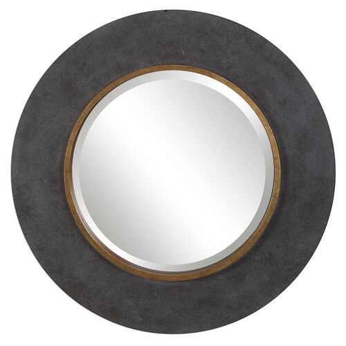 Brynner Round Wall Mirror, Charcoal~P77541562