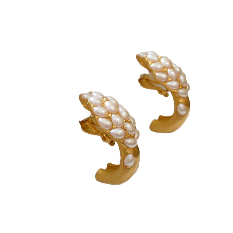 Karl Lagerfeld Matte Gold Pearl Earrings