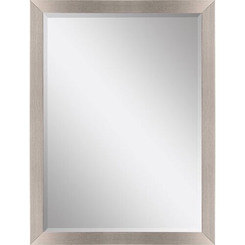 Brushed Silver & Black Beveled Wall Mirror Brushed Silver & Black Beveled Wall Mirror