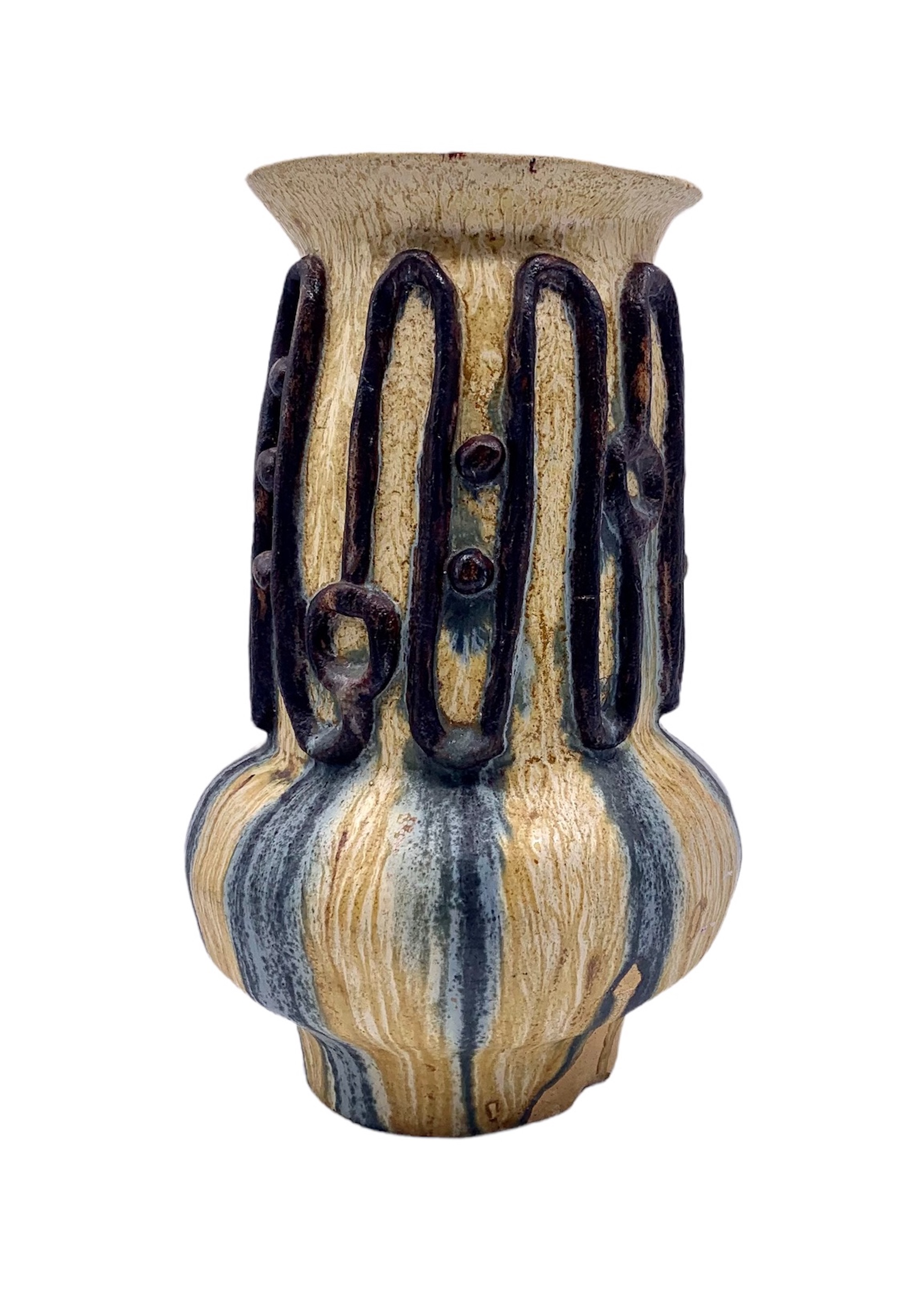 Midcentury Drip Glaze Pottery Vase~P77650216