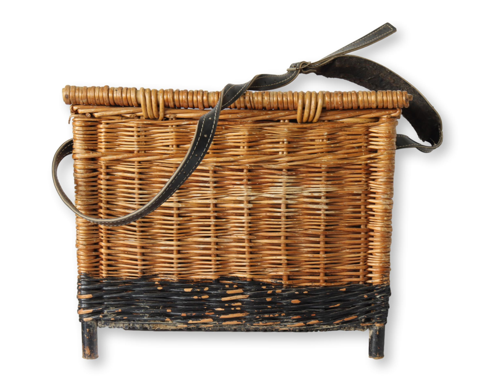 1920s English Wicker Fishing Basket~P77690041