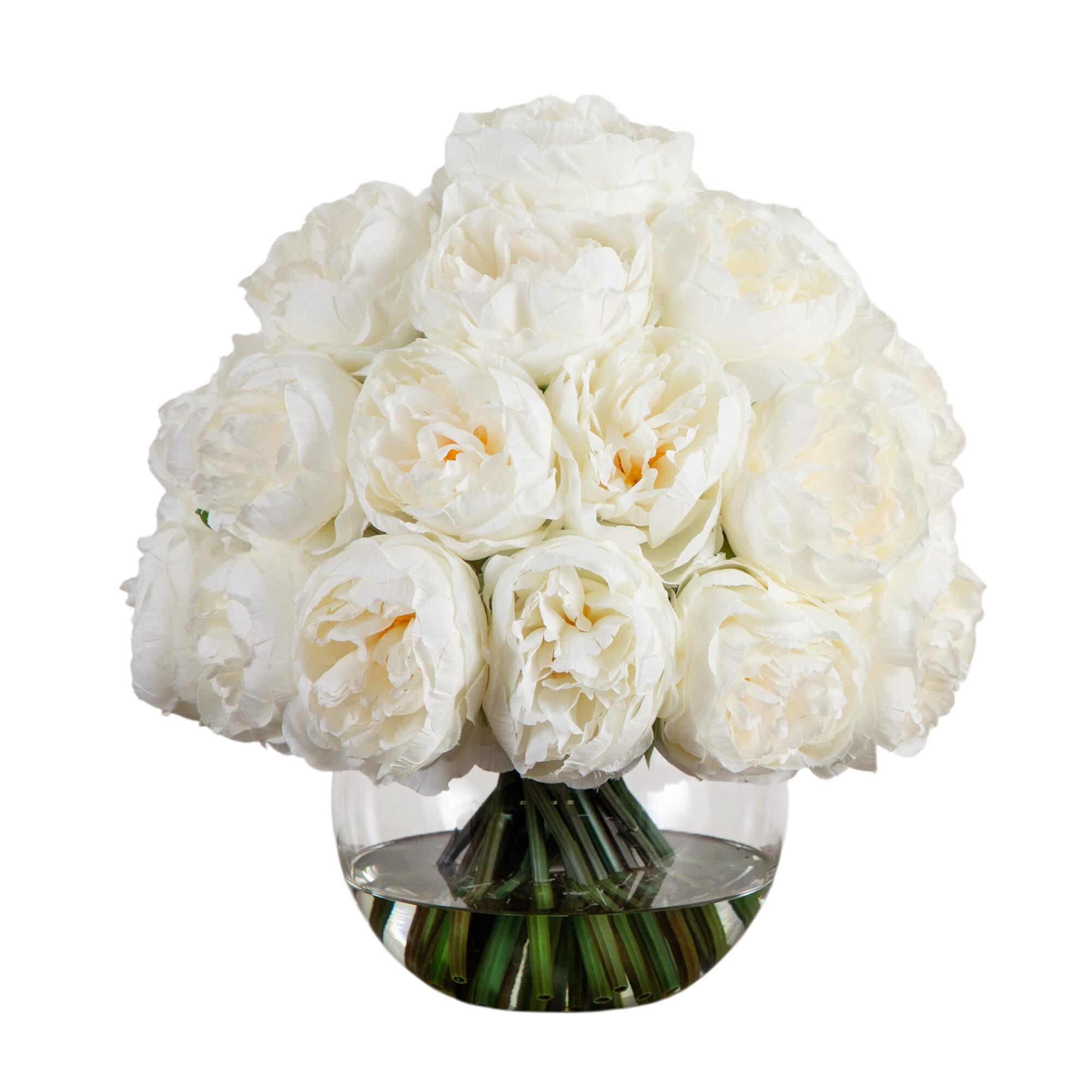 15" Peony Arrangement in Glass Vase