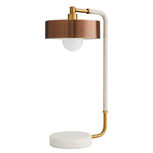 Aaron White Table Lamp, Heritage Brass/White~P77622235