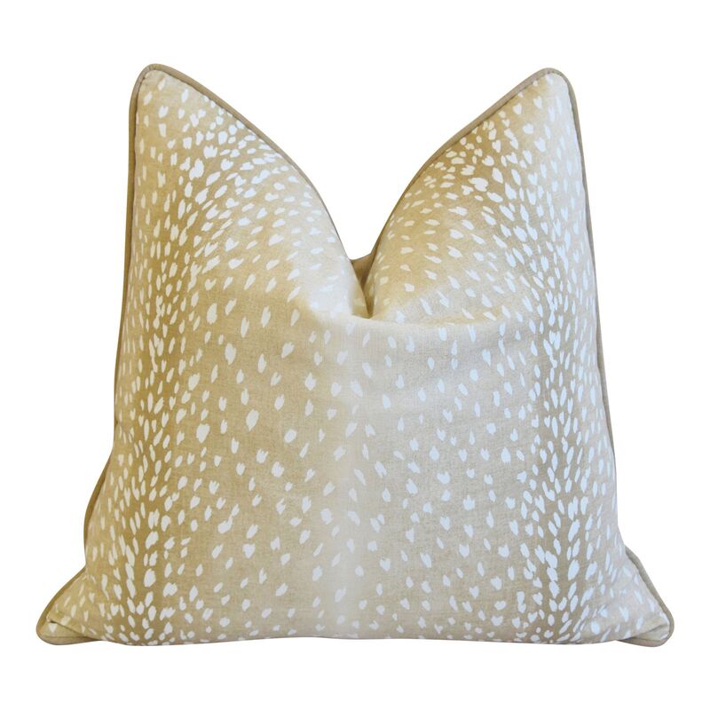 Cream Antelope Deer Linen/Velvet Pillow