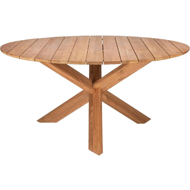 Round Outdoor Teak Dining Table, Natural