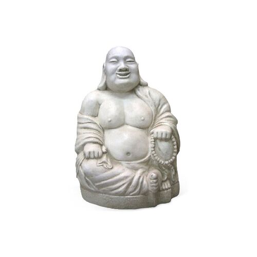 27" Jolly Hotei Buddha, Antiqued White~P76442898