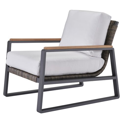 Coastal Living Cassian Outdoor Lounge Chair, Black/White