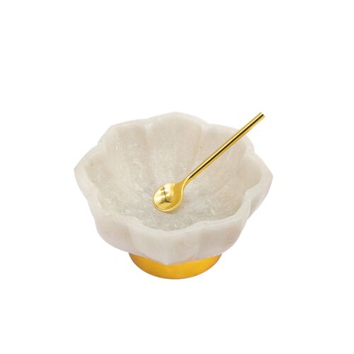 Haji Marble Lotus Spice Dish With Spoon ~P111123810