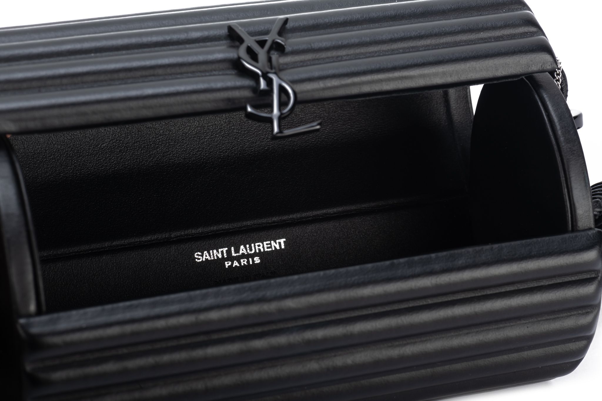 Saint Laurent Opium Plexiglass Tassel Minaudiere Box Bag Silvery