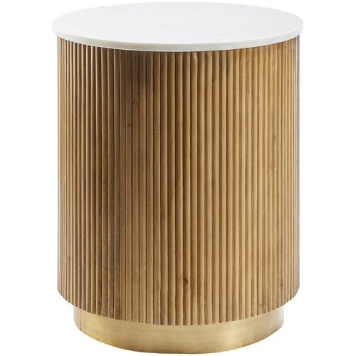 Ferrus Fluted 18" Round Marble Top End Table