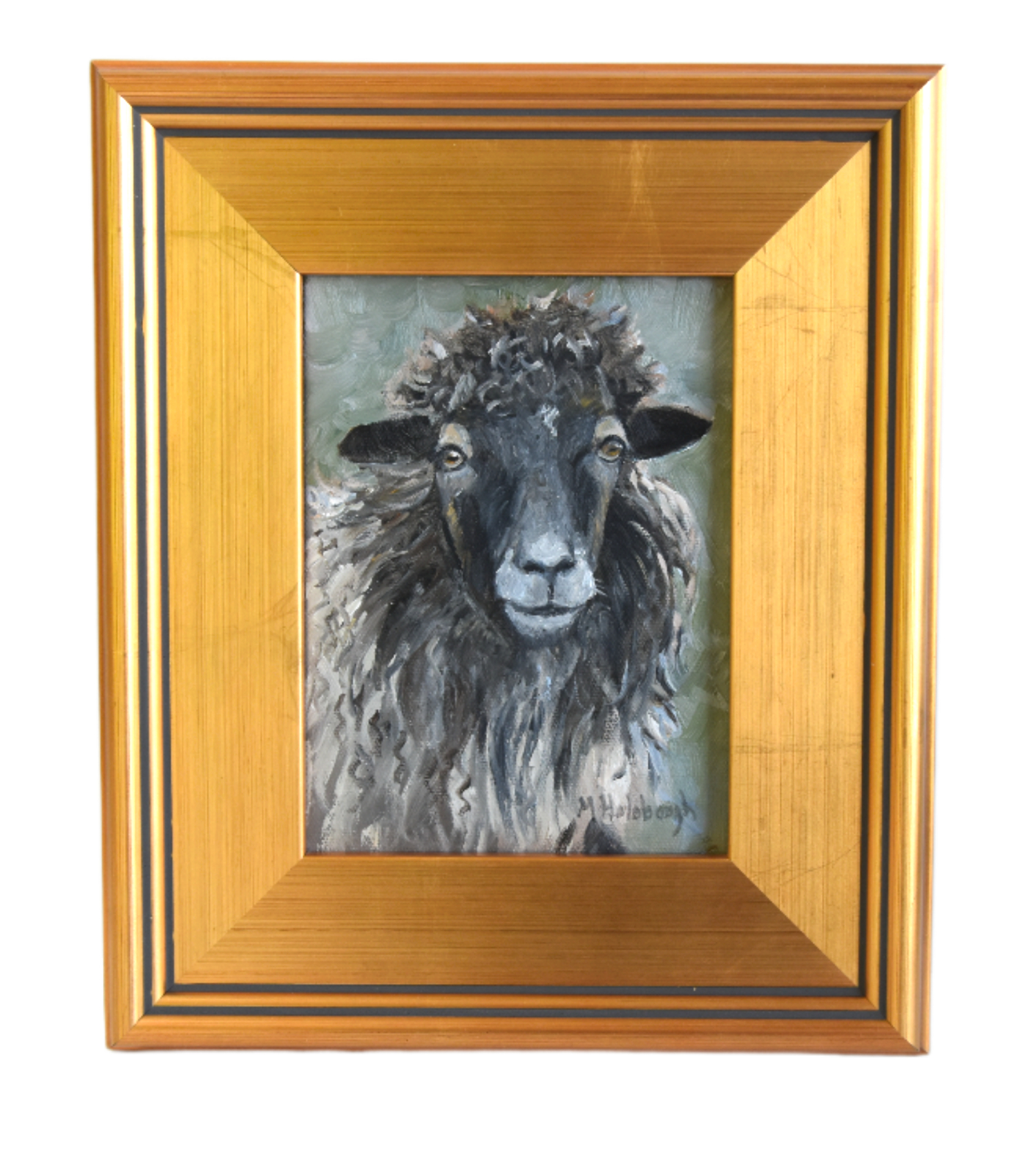 Farm Sheep Wooly Lamb Oil Painting~P77731058