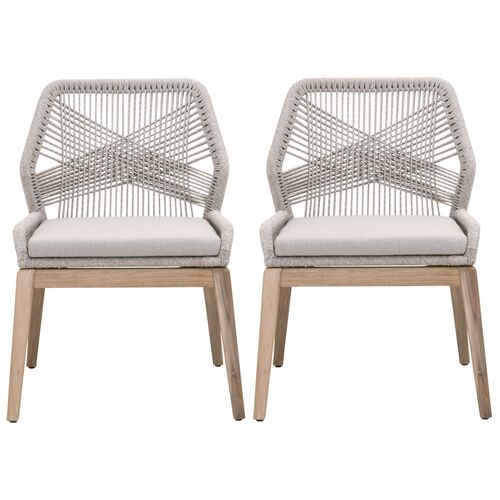 S/2 Easton Outdoor Rope Side Chairs, Taupe/Pumice~P77618237