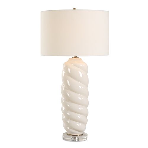 Evangeline Ceramic Swirl Table Lamp, White