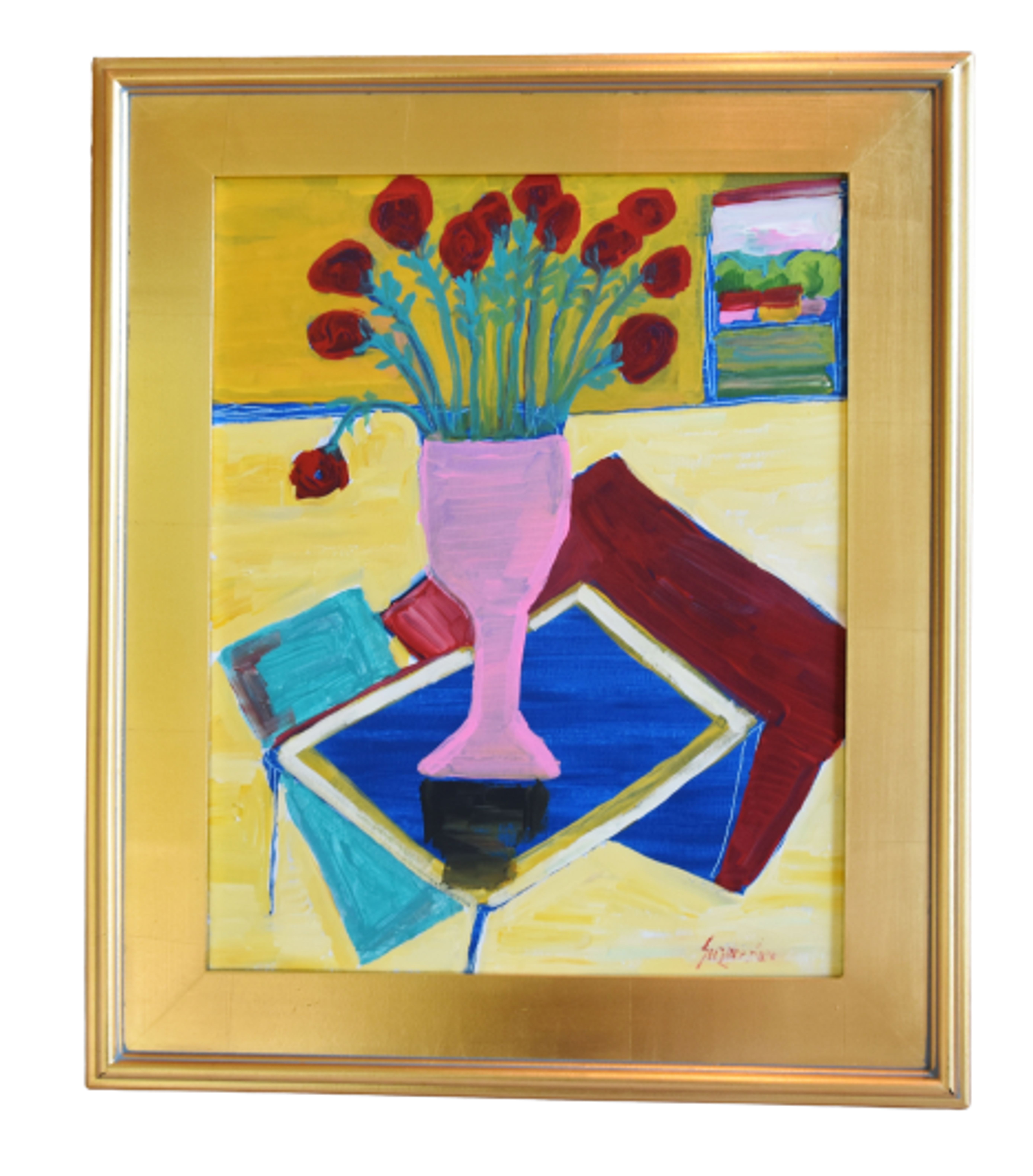 Juan Guzman Flowers Pink Vase Painting~P77639229