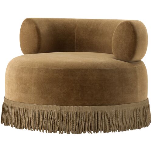 Lenny Faux Mohair Swivel Chair, Caramel Lenny Faux Mohair Swivel Chair, Caramel