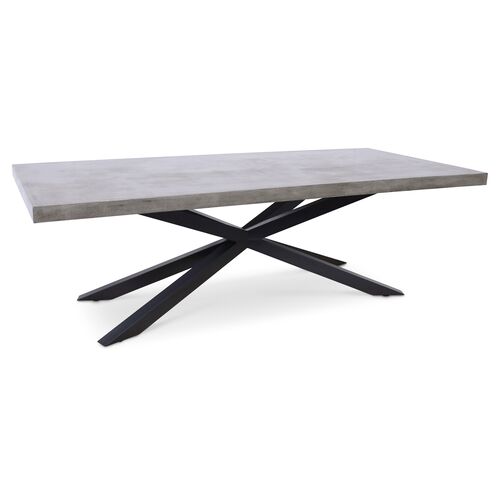 Baya Outdoor Concrete Dining Table, Gray/Black~P77536453